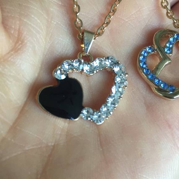 Blue and Black Hearts Gold Tone Necklaces - Picture 3 of 10